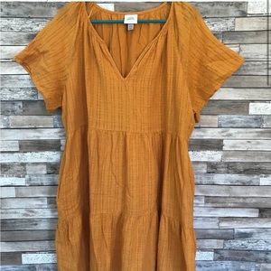 Knox Rose dress womens XXL Mustard boho ruffle cotton dress